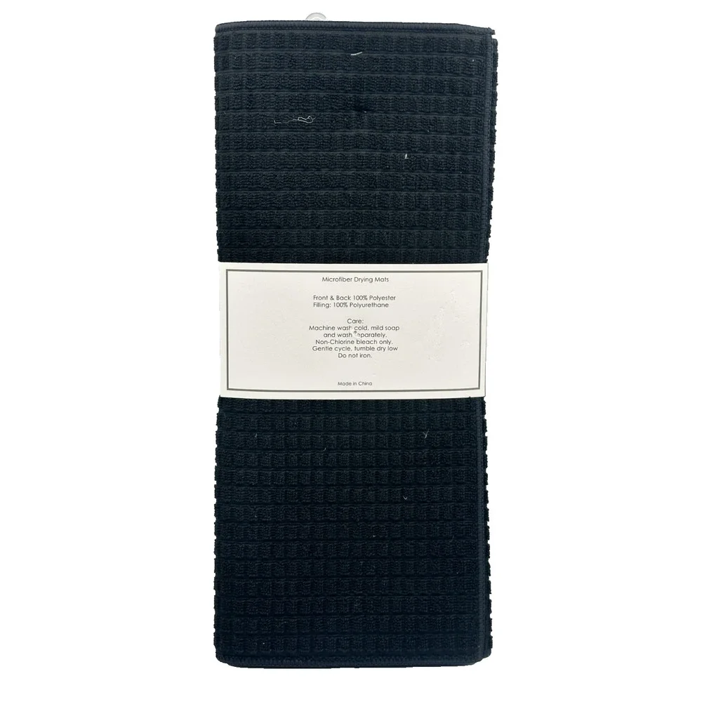 Serenity Living 2-Pack Microfiber Dish Drying Mats 15x19 & 18x24-Black